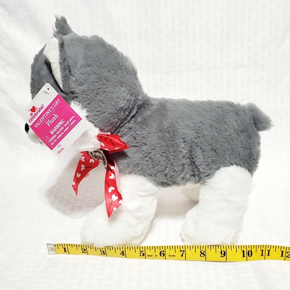 Walmart Hug Fun Siberian Husky Plush Puppy Love Grey Dog Heart Bow Stuffed 12". - Picture 11 of 13